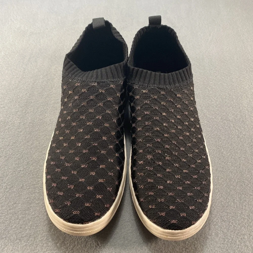 Skechers Womens Black Mesh Rose Gold Slip On 10M